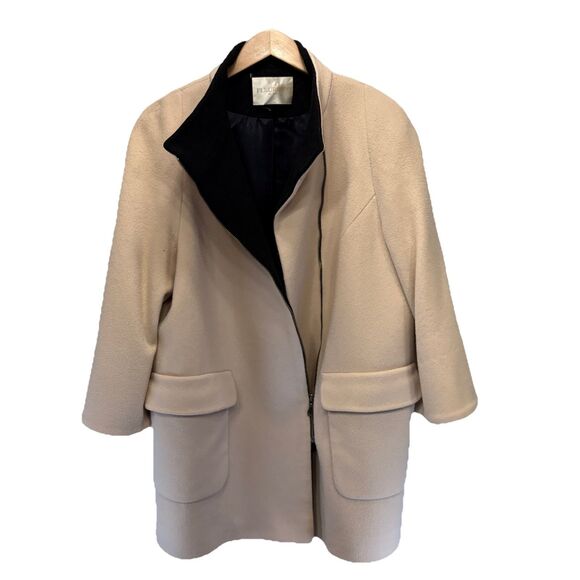 Fleurette Loro Piana Italian Wool USA Mid Length Coat 16 asymmetrical Zip Lined - Picture 2 of 16